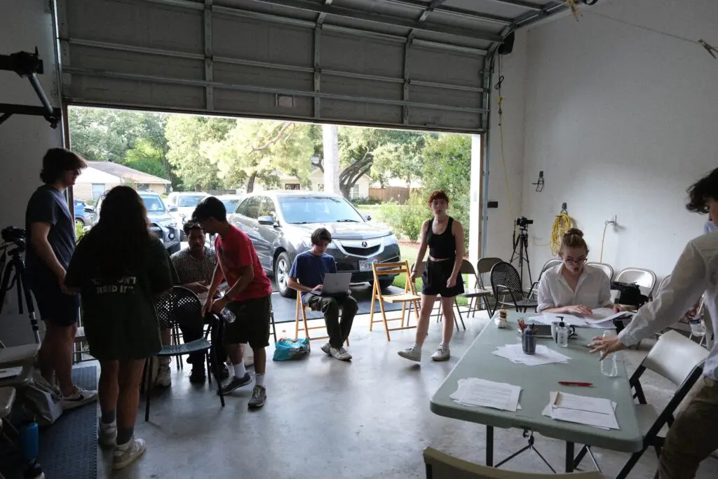 Behind the making of "The Garage," with cast and crew fighting heat and humidity (Photo by Saranna Zhang)