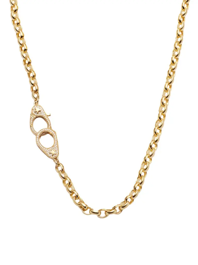 From Foundrae's newest chain collection, this heavy belcher chain features medium sister hooks accented with diamonds. 