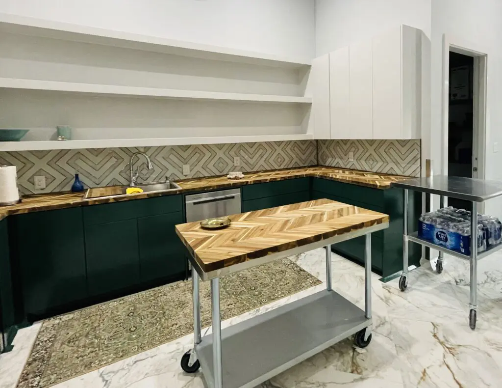 The handy catering kitchen has everything but an oven. (Photo by Courtney Dabney)