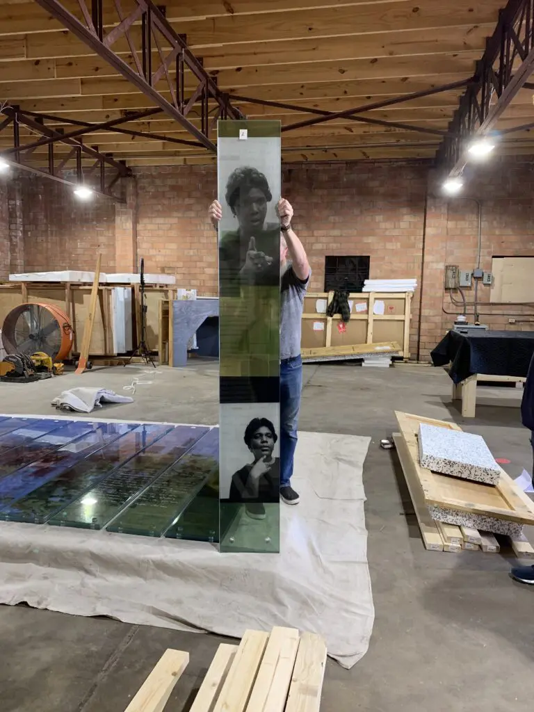 Behind the making of "The Meditative Space" by artists Charisse Weston and Jamal Cyrus (Photo by Theresa Escobedo, courtesy of MOCA)