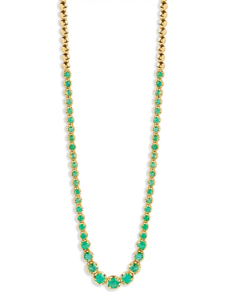 An updated take on a timeless piece, this emerald tennis necklace from Jennifer Meyer will elevate any look.