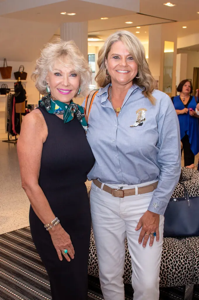 Janet Jones, Teresa Ehrman at the Tootsies salute to Pat Mann Phillips, Houston Rodeo's first female board chair. (Photo by Jacob Power)