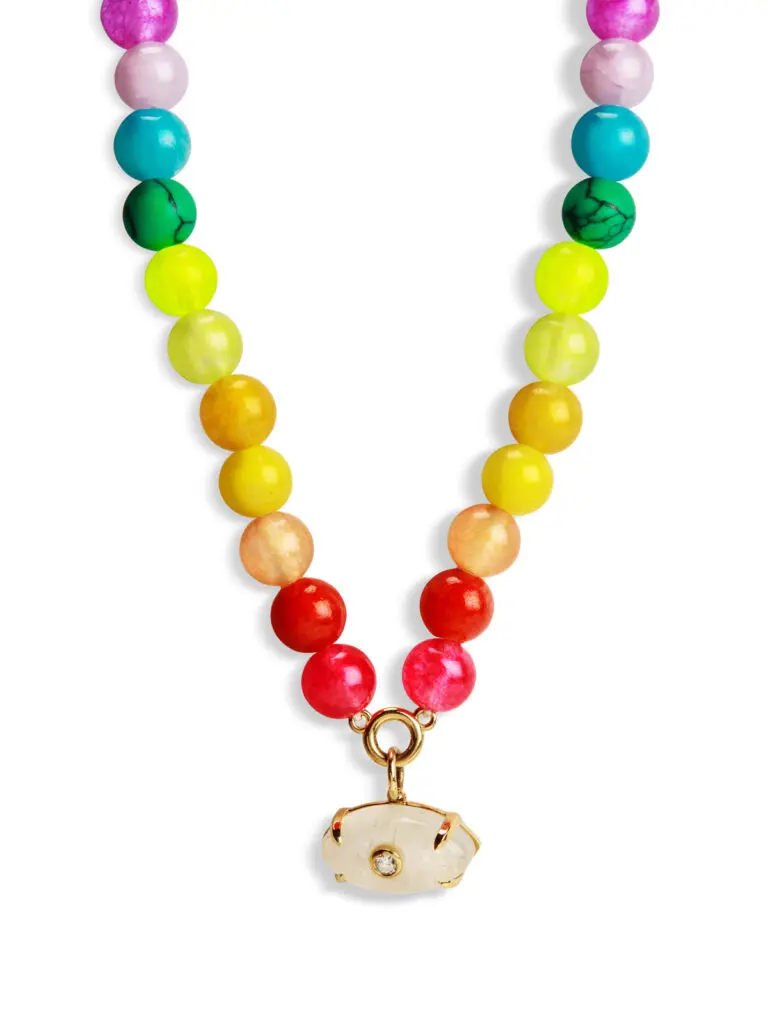 Adjustable beaded necklace by Sydney Evan is both colorful and meaningful.