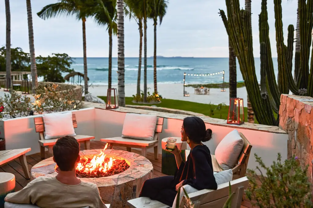 Fireside dining at Casamilpa at Susurros del Corazón.