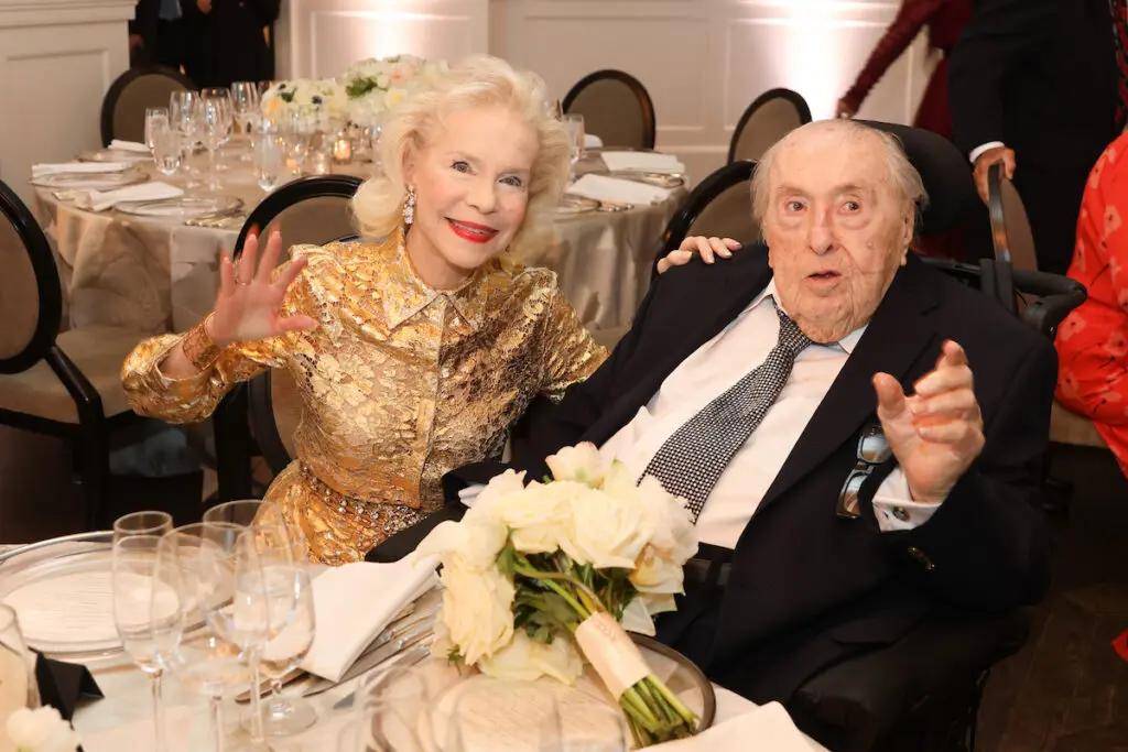 The honored couple engaging with guests  at the Lynn & Oscar Wyatt birthday/wedding anniversary celebration at the Houston Petroleum Club. (Photo by Priscilla  Dickson)