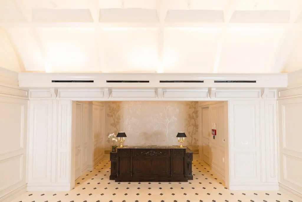 The check in at Hotel Swexan.  (Photo by Kathy Tran)