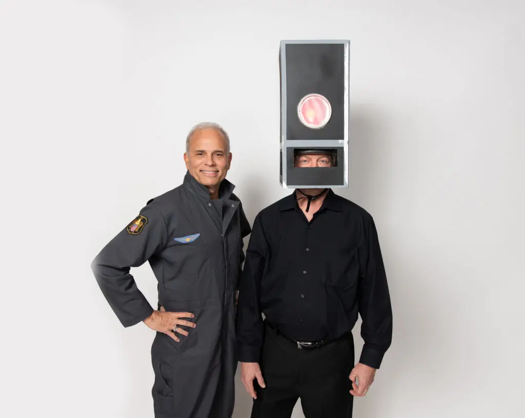 Rob Musemeche, Kevin Shaw in Night Court's production of “The Law Files: The Truth is Out There" (Photo by John Wilson)