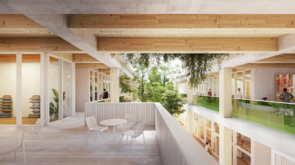 One of many courtyards in the Sixth&Blanco development in Austin's Clarksville neighborhood.  (Renderings from Herzog & de Meuron)