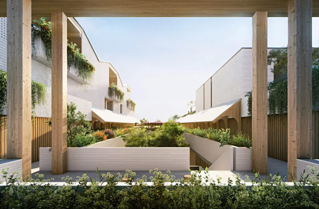 The hotel deck at Sixth& Blanco mixed-use development in Austin's Clarksville neighborhood. (Renderings from Herzog & de Meuron ) 