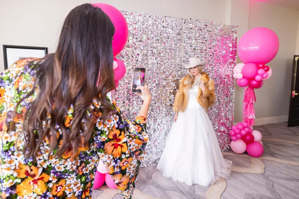 The step-and-repeat at the 2023 Desert Rose Luncheon (Photo by Sharon Ellman)