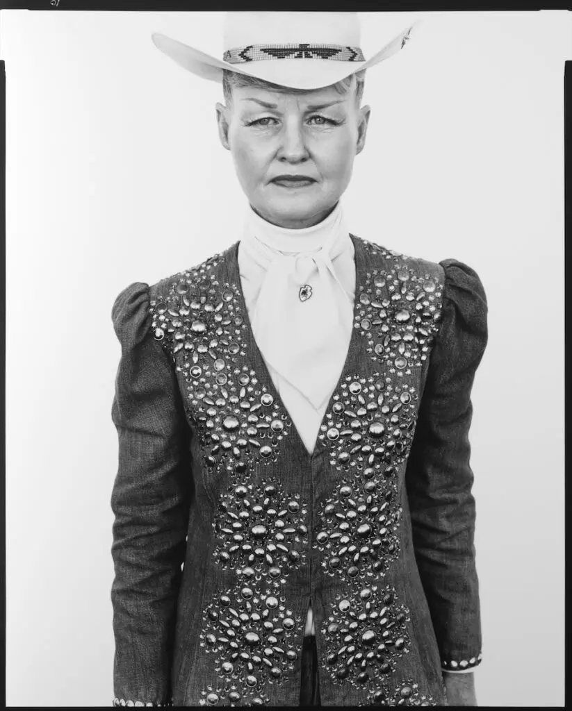 Richard Avedon’s Ruby Mercer, publicist, Frontier Days, Cheyenne, Wyoming, 7/31/82 (AMON CARTER MUSEUM OF AMERICAN ART, FORT WORTH; © THE RICHARD AVEDON FOUNDATION) 