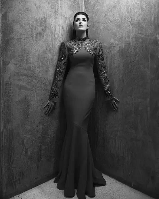 Mexico City based photographer Ivan Aguirre captures a dramatic pose by PaperCity Philanthropy in Fashion Best Dressed honoree Sneha Merchant wearing Andrew Gn.