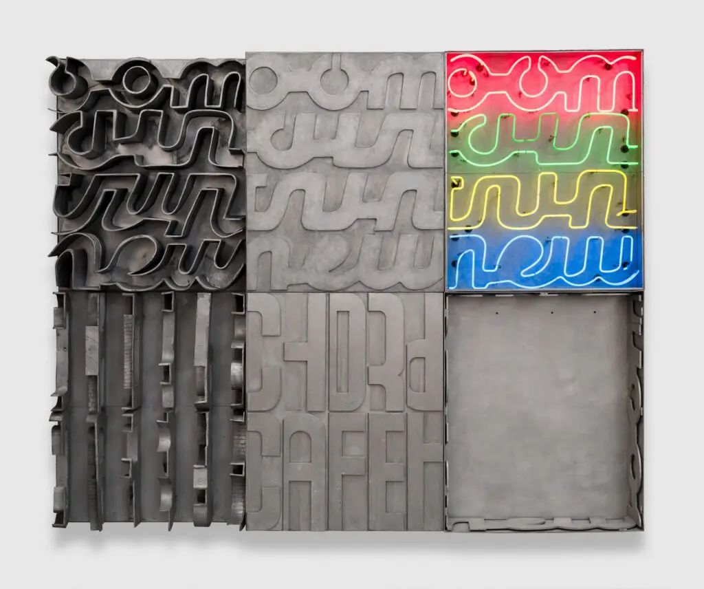 Chryssa's "Americanoom," 1963. (© The Estate of Chryssa, National Museum of Contemporary Art Athens. Photo by Oriol Tarridas, courtesy Lowe Art Museum at the University of Miami)