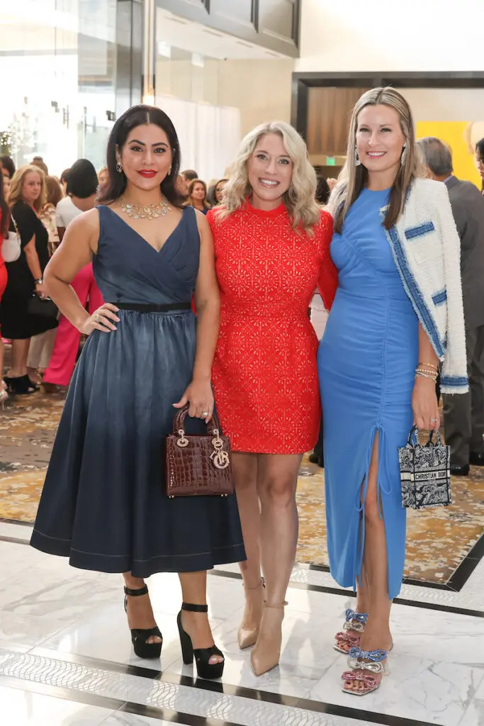 March of Dimes raffle chairs Elia Gabbanelli, Kristen Collins, Bethany Buchanan at the PaperCity Philanthropy in Fashion Best Dressed luncheon (Photo by Michelle Watson)
