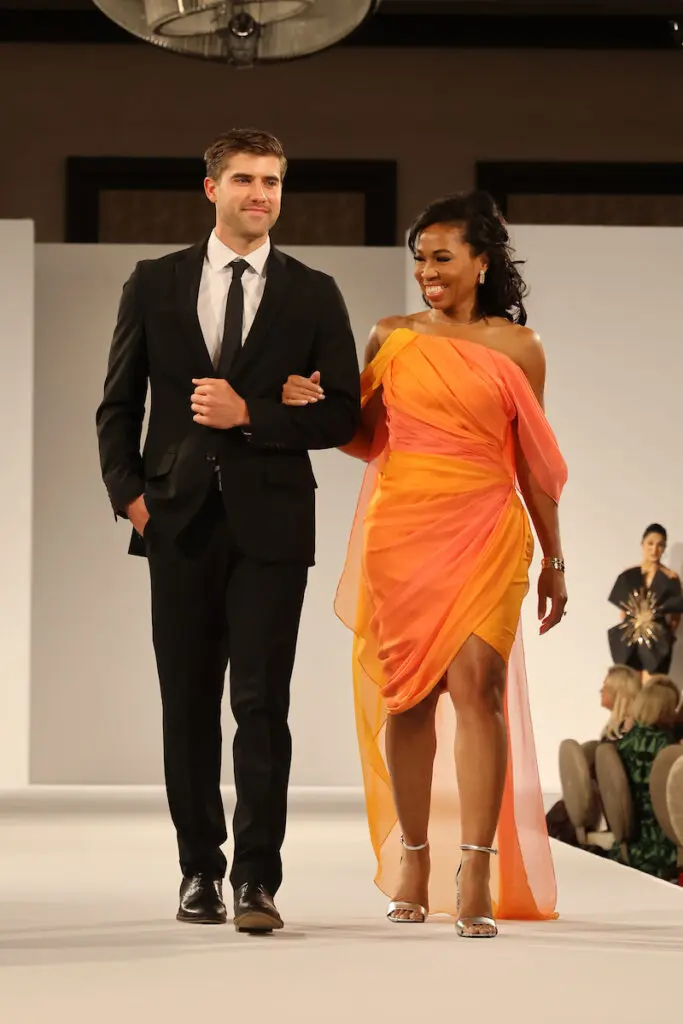 Honoree Roslyn Bazzelle Mitchell wearing Pamella Roland at the PaperCity Philanthropy in Fashion Best Dressed luncheon (Photo by Priscilla Dickson)