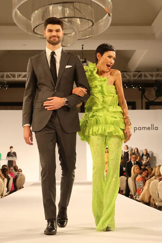Honoree Duyen Nguyen, wearing a look from designer Christian Juul Nielsen, at the PaperCity Philanthropy in Fashion Best Dressed luncheon (Photo by Priscilla Dickson)