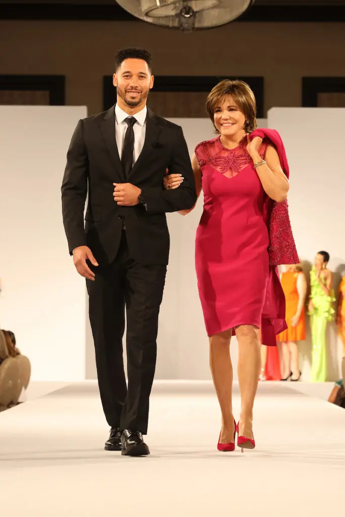 Hall of Fame honoree Hallie Vanderhider wearing Pamella Roland at the PaperCity Philanthropy in Fashion Best Dressed luncheon (Photo by Priscilla Dickson)