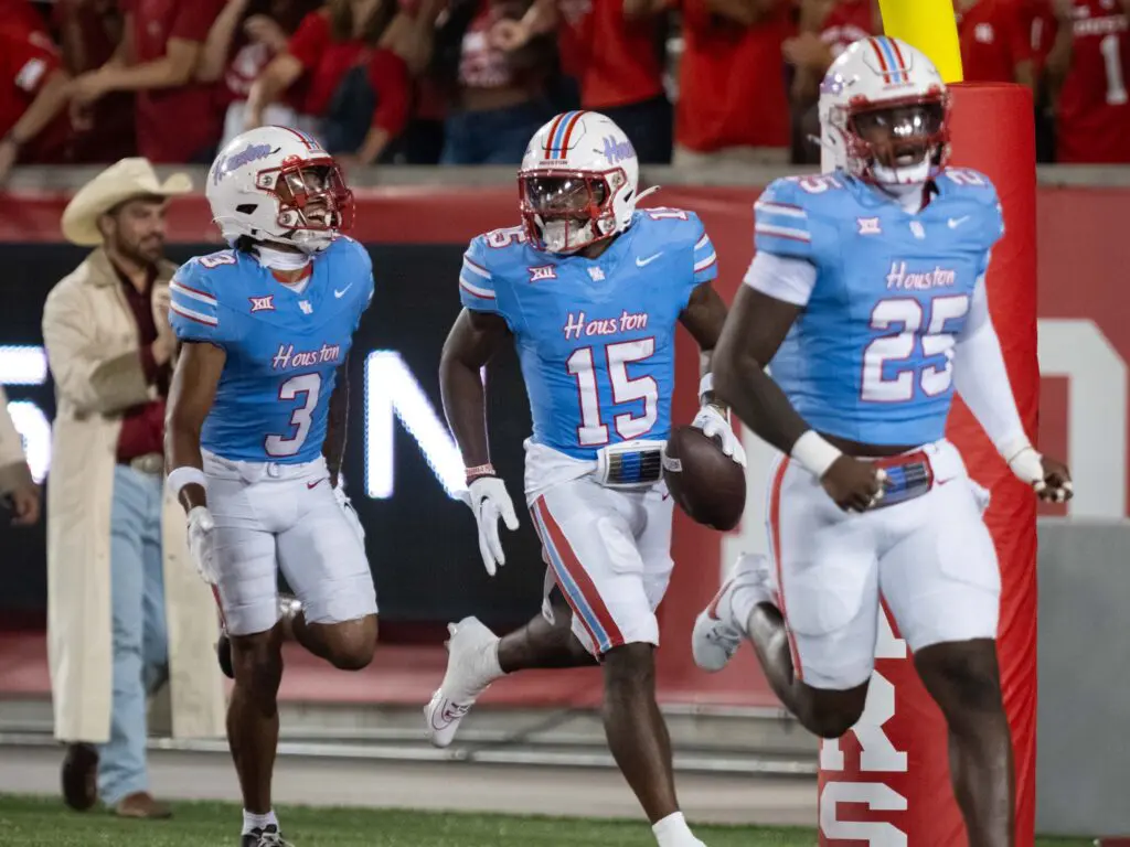 University of Houston cornerback Malik Fleming (no. 15) has a knack for getting the football. (Photo by F. Carter Smith)