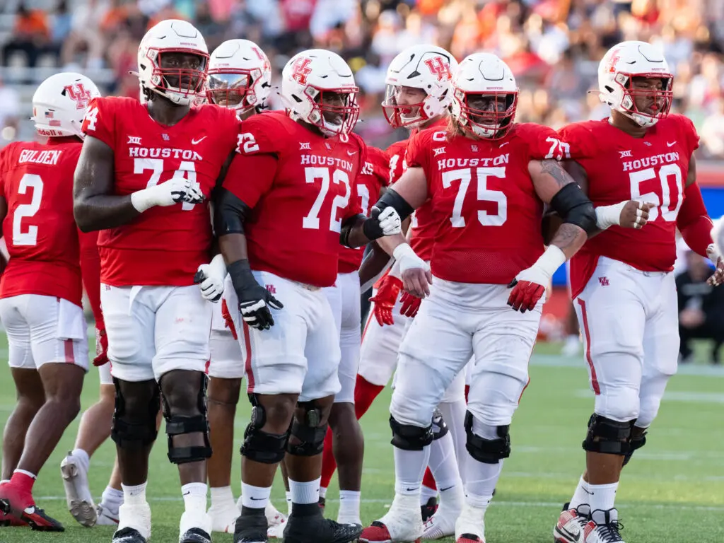University of Houston's offensive line must make the running game work. (Photo by F. Carter Smith)
