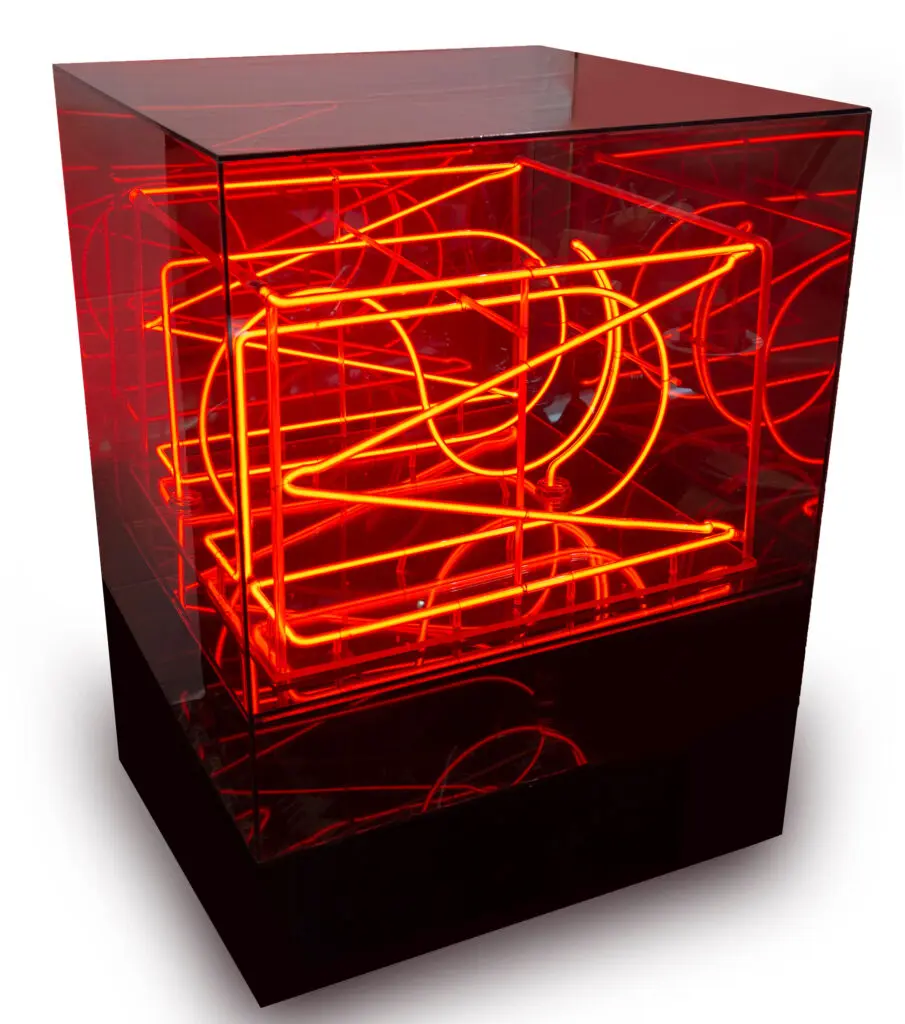 Chryssa's "First Preparatory Work for a Neon Box," 1962. (© The Estate of Chryssa, National Museum of Contemporary Art Athens. Photo by Robert Rogal, RoGallery)