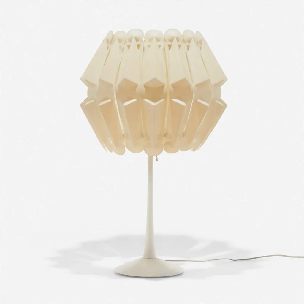 George Nelson and Associates Lantern lamp, 1962, (plastic, lacquered wood)
