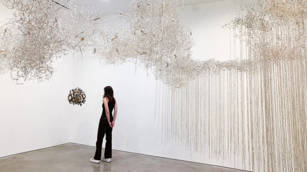 An installation view of Yuriko Yamaguchi's solo exhibit "The Trees are Humming," currently on view at Barbara Davis Gallery through November 11, 2023. (Courtesy Barbara Davis Gallery)