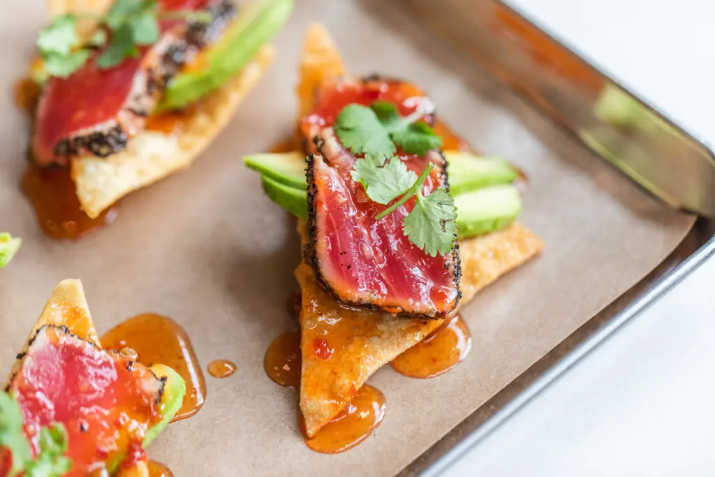 Tuna nachos at Dorado Sushi at The Lyric Market downtown. (Photo by Becca Wright)