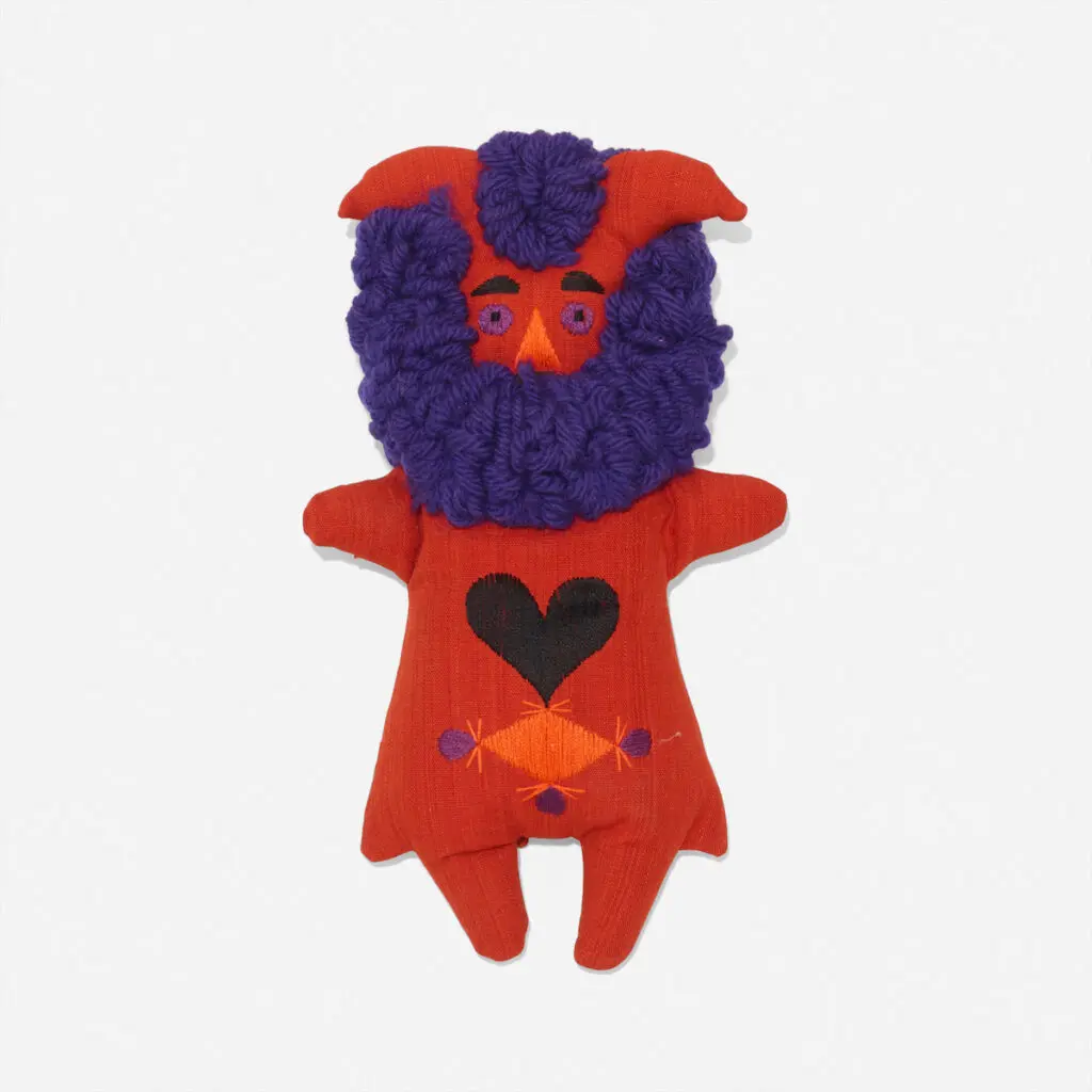 Marilyn Neuhart Doll from Textiles and Objects, c. 1961 (linen, wool, silk Neuhart's hand-made dolls were created for Alexander Girard’s Textiles & Objects shop in New York.)
provenance: Textiles & Objects, New York | Private Collection

