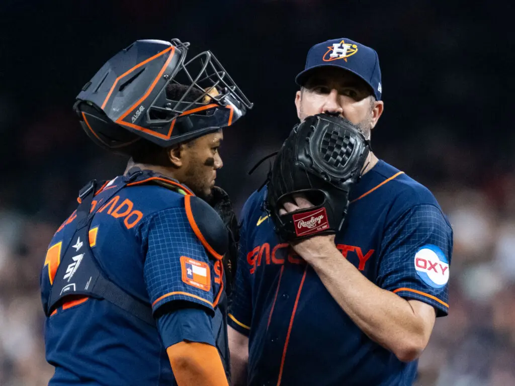 Martin Maldonado and Justin Verlander are still doing dominant work together. (Photo by F. Carter Smith)