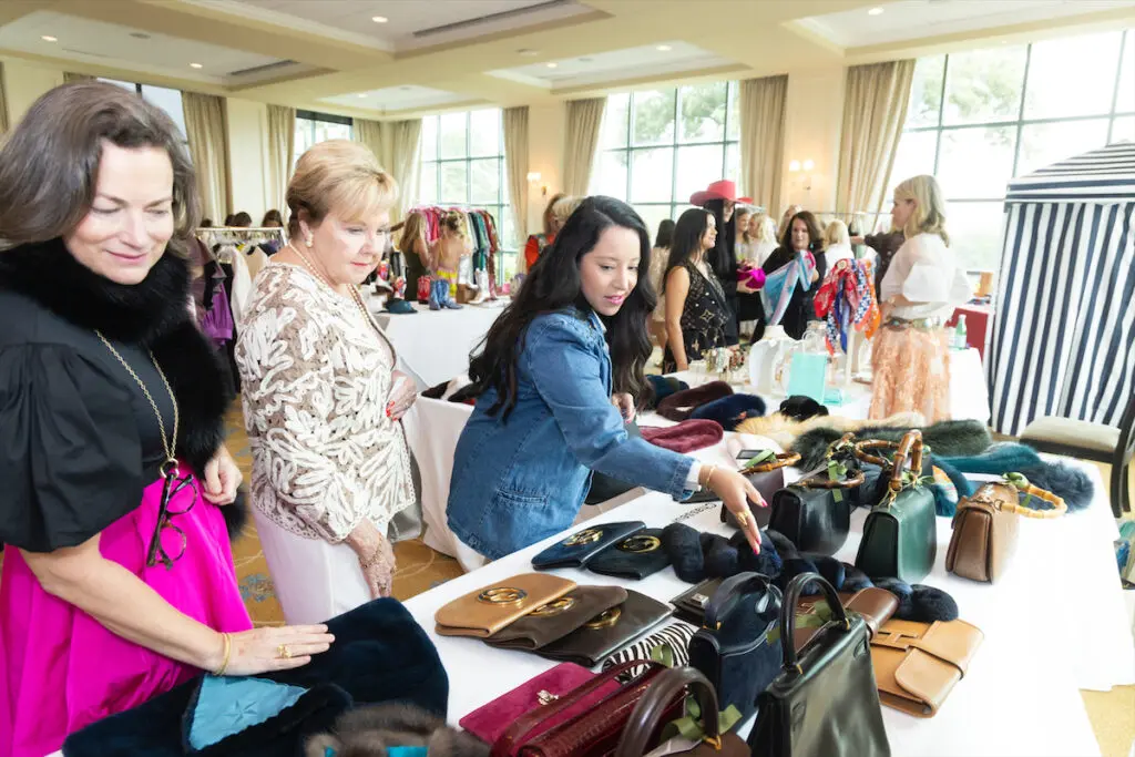 Shopping the market at the Desert Rose Luncheon in Fort Worth (Photo by Sharon Ellman)