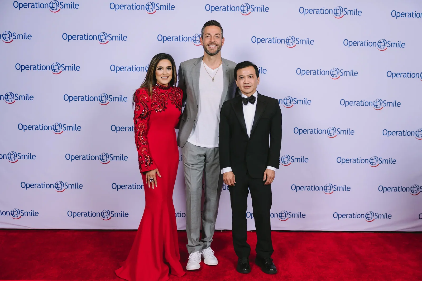 Operation Smile gala co-chair Sneha Merchant, honoree Hollywood and Broadway star Zachary Levi, and co-chair Viet Hoang at the Royal Sonesta Hotel. (Photo by Johnny Than)