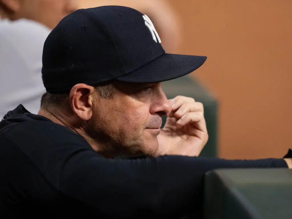 New York Yankees manager Aaron Boone always has something to say. (Photo by F. Carter Smith)