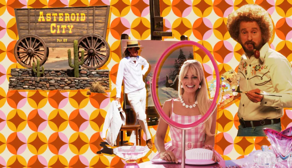 The look of fall 2023: retro, pink, and highly stylized. 
