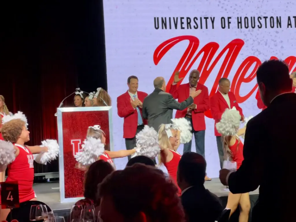UH board of regents chairman Tilman Fertitia opened up his posh Post Oak Hotel for the UH Hall of Honor festivities and congratulated the inductees. (Photo by Eddy Matchette/Courtesy UH Athletics)