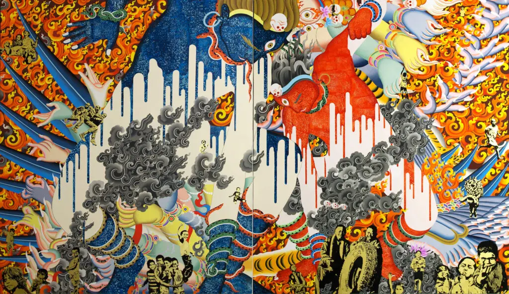 Tsherin Sherpa's "All Things Considered," 2014, at Asia Society Texas Center (Elaine W. Ng and Fabio Rossi Collection)