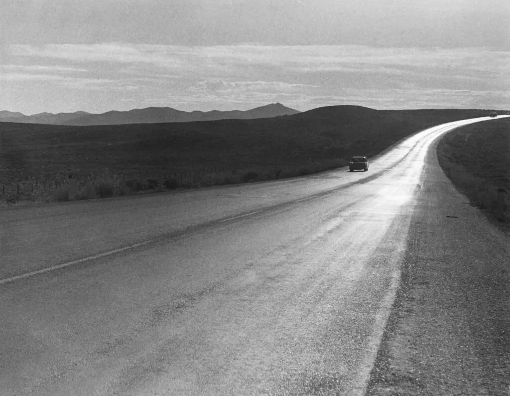 A pendant to Robert Frank image-making is Todd Webb's "Between Lovelock and Fernley, NV," 1956, printed 2023, at the Museum of Fine Arts, Houston. The look back on America then, curated by the MFAH's Lisa Volpe, resonates today. (Courtesy Todd Webb Archive. © Todd Webb Archive)