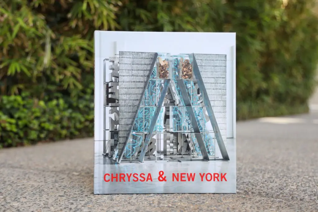 The exhibition catalogue for The Menil Collection's "Chryssa & New York" exhibition includes contributions by Michelle White, senior curator for The Menil, Dia Art Foundation external curator Megan Holly Witko, Lisa Cohen, Tina Rivers Ryan, Joy Bloser, matt dilling, Jonathan D. Katz, Tiona Nekkia McClodden and Kalliopi Minioudaki. (Courtesy The Menil Bookstore and The Menil Collection)