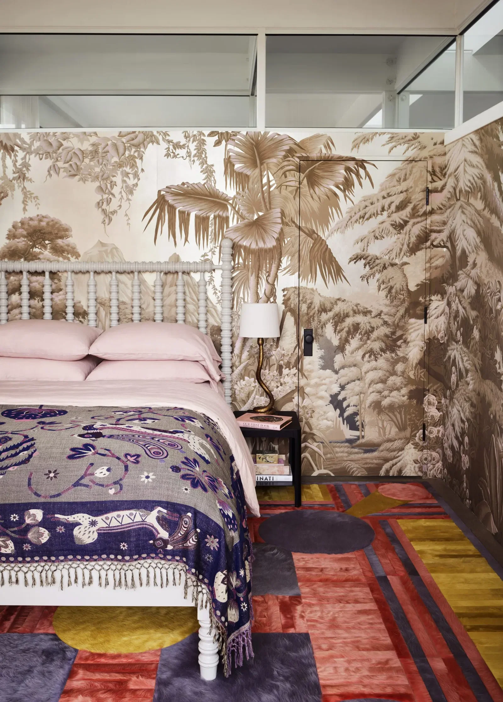 De Gournay L'Eden hand-painted wallpaper at Douglas Friedman's Marfa ranch.  (Photo by Douglas Friedman)