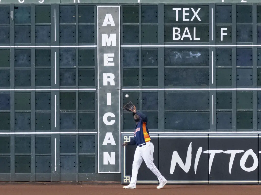 Yordan Alvarez can do some things in the outfield for the Astros. (Photo by F. Carter Smith)