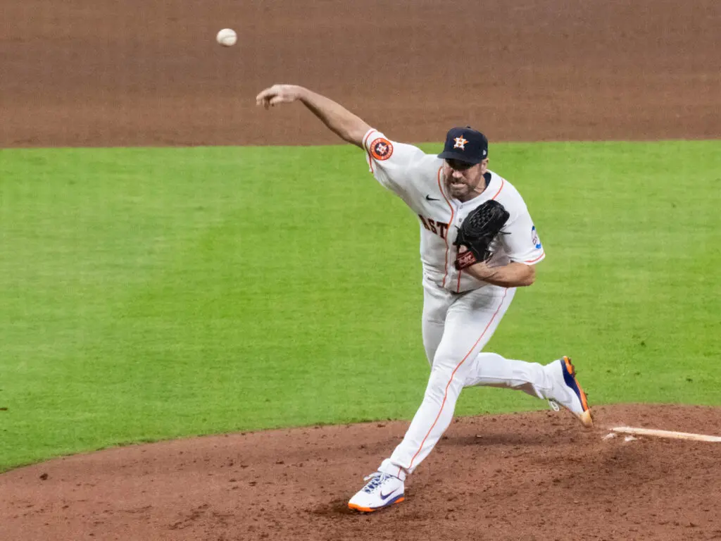 Astros ace Justin Verlander may be 40, but he's still a Man in the postseason. (Photo by F. Carter Smith)
