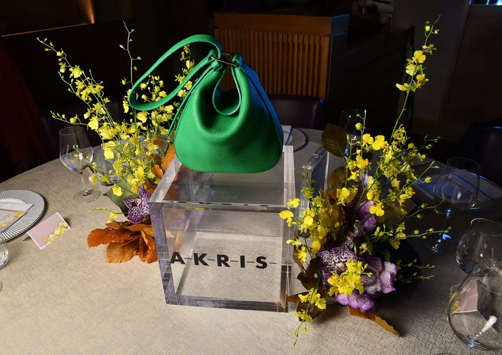 Akris table display at Nobu for The Galleria & PaperCity Luxe Luncheon saluting Santa's Elves.