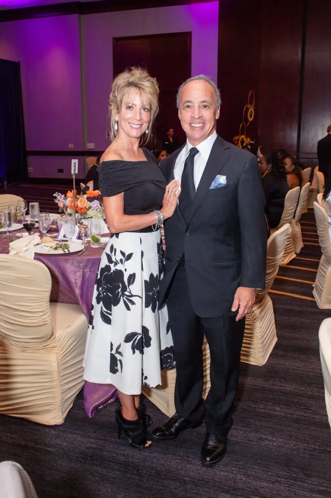 Amy Rozzell & Adam Newar at the Linda Lorelle Scholarship Fund 'Paying It Forward' gala. (Photo by Jacob Power)