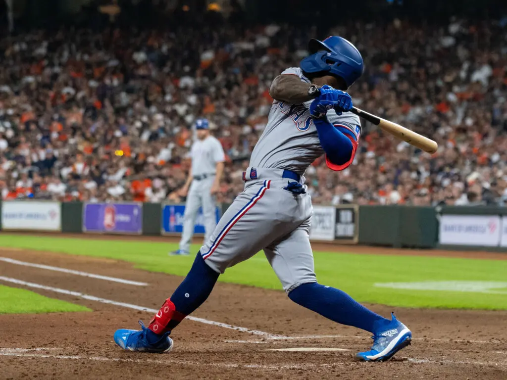 Texas Rangers slugger Adolis Garcia can change games with one swing. (Photo by F. Carter Smith)