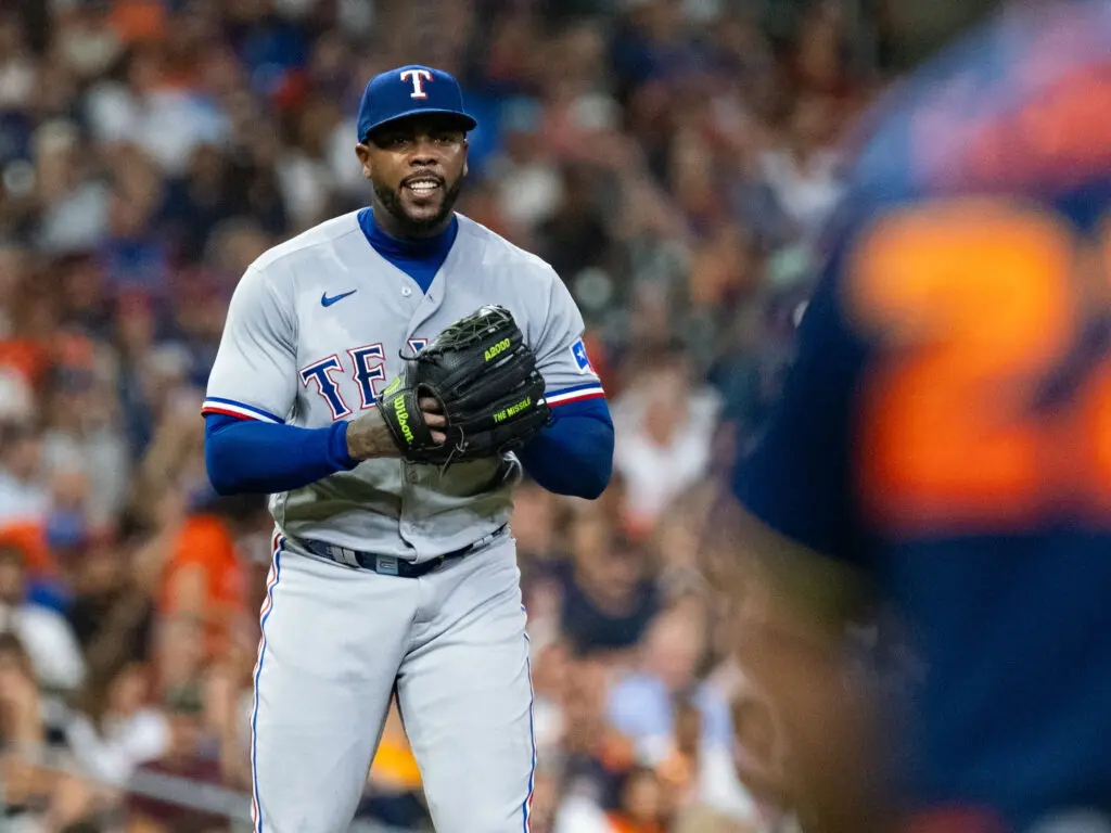 Aroldis Chapman coming out of the bullpen will have a huge impact on this Astros-Rangers ALCS one way or the other. (Photo by F. Carter Smith)