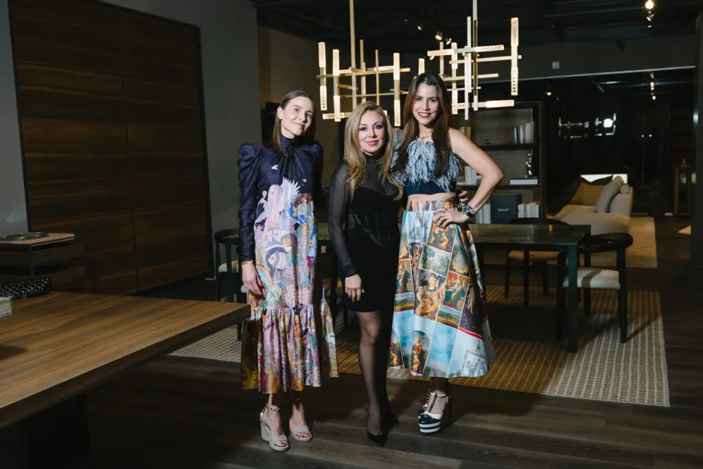 Alina Grove, Karen Hernandez, Monica Amariz at BeDESIGN's 10th anniversary celebrating the grand opening of the final phase of the 20,000 square foot showroom. (Photo by Johnny Than)