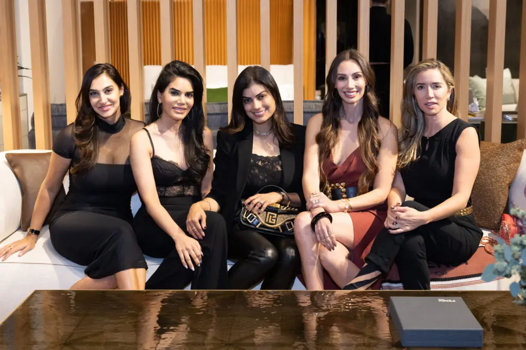 Hoda Sana, Nina Magon, Reshma Varughese, April Salazar and Natalia Gillebaard_at BeDESIGN's 10th anniversary and grand opening celebration. (Photo by Wilson Parish)