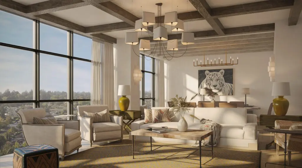 One suite not to be missed at Bowie House is the magnificent, three-room Goodnight Suite with its dining room for eight and bird’s eye views of the Cultural District.
