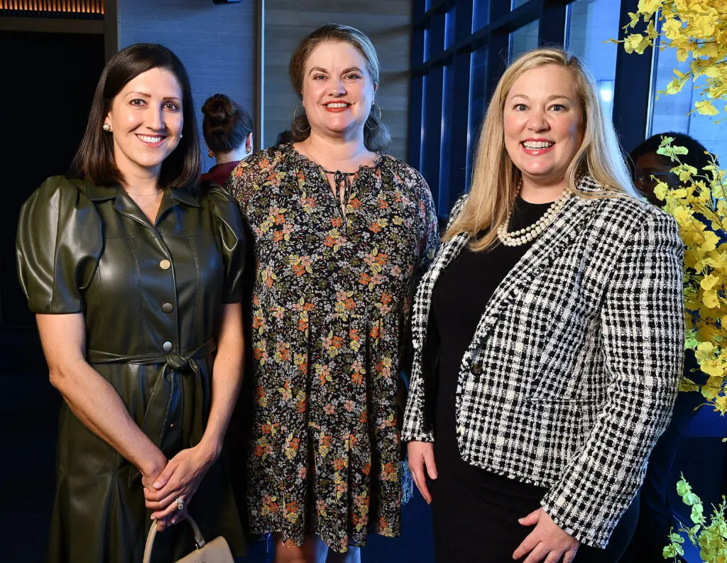 Caroline Brown, Emily Ahlquist, Celeste E. Byrom at Nobu for The Galleria & PaperCity Luxe Luncheon saluting Santa's Elves.
