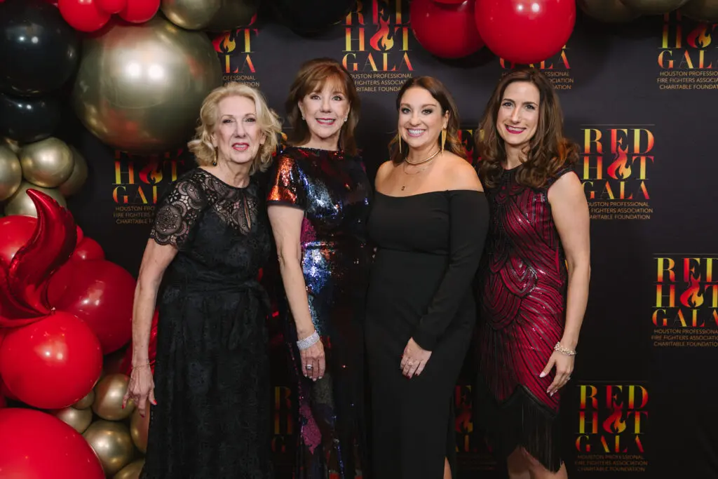 Dee Darby, Elizabeth Stein, Laura Elizabeth Stein, Scarlett Tyler at the 'Red Hot Gala' benefitting the Houston Firefighters Foundation. (Photo by Michelle Watson)