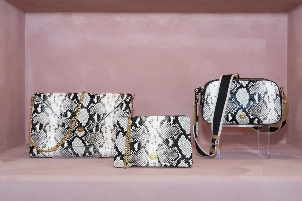 Italian embossed python leather is an Elaine Turner signature. (Photo by Toman Imagery)